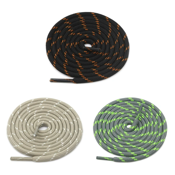 GRAH SANGRAH® (3 Pair) (1 Pair Per Single Color) Shoes Laces Athletic Shoelaces For Sport/Running Shoes Shoe Strings - 120 CM, Black Orange_ Beige_ Grey Green