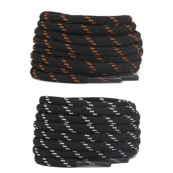 GRAH SANGRAH® (2 Pair) (1 Pair Per Single Color) Shoes Laces Athletic Shoelaces For Sport/Running Shoes Shoe Strings - 120 CM, Black Orange-Black White