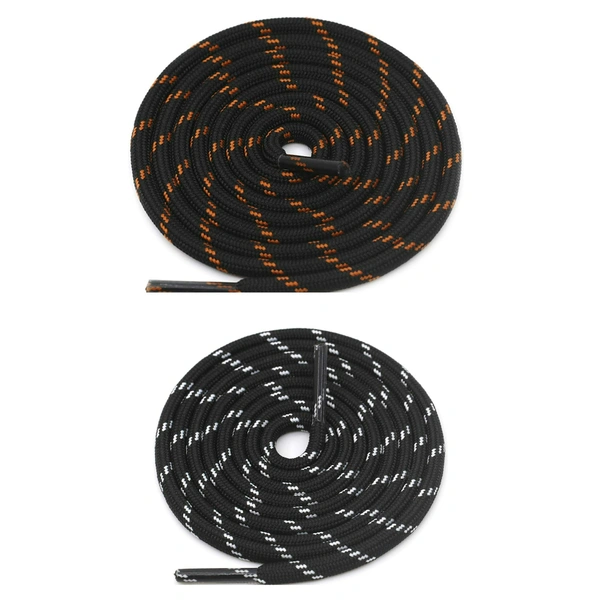 GRAH SANGRAH® (2 Pair) (1 Pair Per Single Color) Shoes Laces Athletic Shoelaces For Sport/Running Shoes Shoe Strings - 120 CM, Black Orange_ Black White