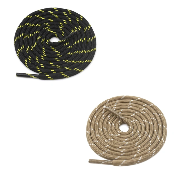 GRAH SANGRAH® (2 Pair) (1 Pair Per Single Color) Shoes Laces Athletic Shoelaces For Sport/Running Shoes Shoe Strings - 120 CM, Black Yellow-Khaki