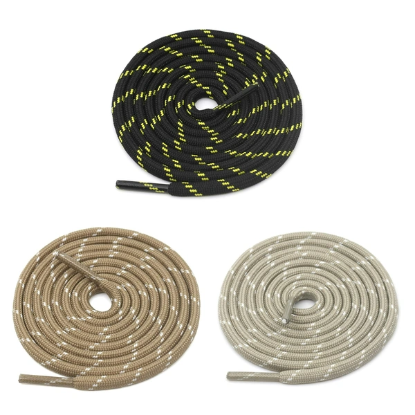 GRAH SANGRAH® (3 Pair) (1 Pair Per Single Color) Shoes Laces Athletic Shoelaces For Sport/Running Shoes Shoe Strings - 120 CM, Black Yellow / Khaki White / Beige
