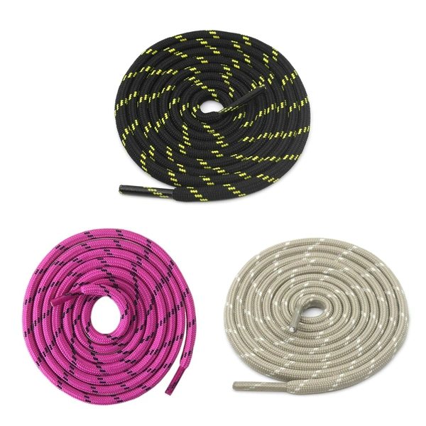 GRAH SANGRAH® (3 Pair) (1 Pair Per Single Color) Shoes Laces Athletic Shoelaces For Sport/Running Shoes Shoe Strings - 120 CM, Black Yellow / Hot Pink / Khaki