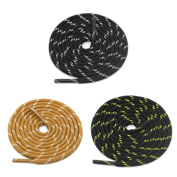 GRAH SANGRAH® (3 Pair) (1 Pair Per Single Color) Shoes Laces Athletic Shoelaces For Sport/Running Shoes Shoe Strings - 120 CM, Black White / Camel / Black Yellow