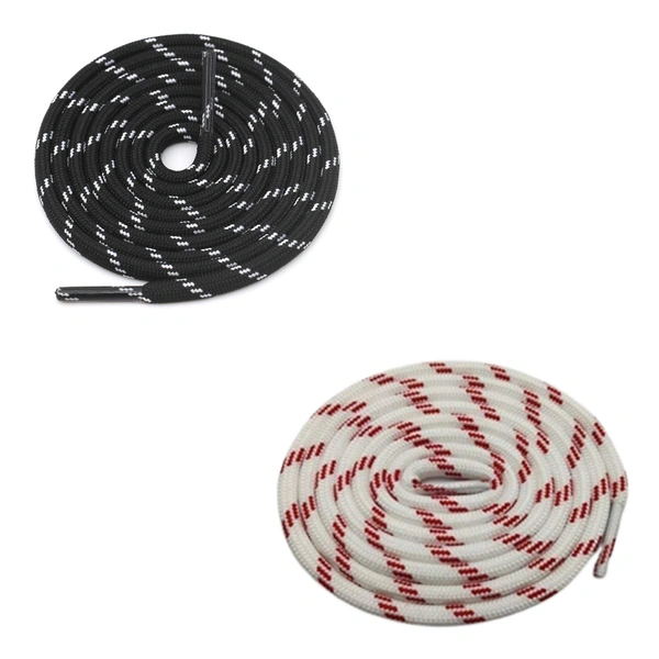 GRAH SANGRAH® (2 Pair) (1 Pair Per Single Color) Shoes Laces Athletic Shoelaces For Sport/Running Shoes Shoe Strings - 120 CM, Black White-White Red