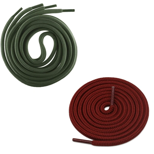 GRAH SANGRAH® 2 Pair (1 Pair Per Single Color) Unisex Shoes Laces For Sport, Running Casual Gym Shoelaces - 120 CM, Army Green_ Maroon