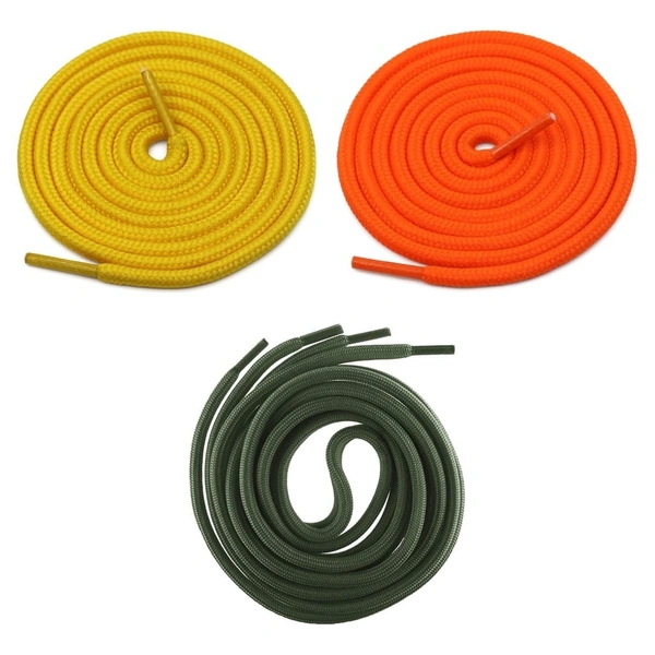 GRAH SANGRAH® 3 Pair (1 Pair Per Single Color) Unisex Shoes Laces For Sport, Running Casual Gym Shoelaces - 120 CM, Army Green-Orange-Yellow