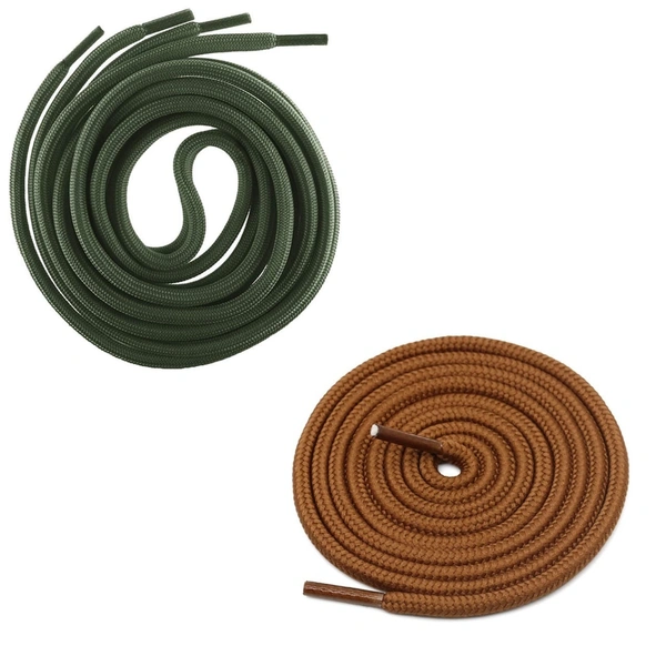 GRAH SANGRAH® 2 Pair (1 Pair Per Single Color) Unisex Shoes Laces For Sport, Running Casual Gym Shoelaces - 120 CM, Army Green-Tan
