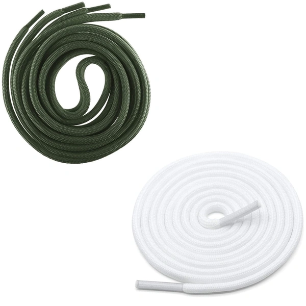 GRAH SANGRAH® 2 Pair (1 Pair Per Single Color) Unisex Shoes Laces For Sport, Running Casual Gym Shoelaces - 120 CM, Army Green-White