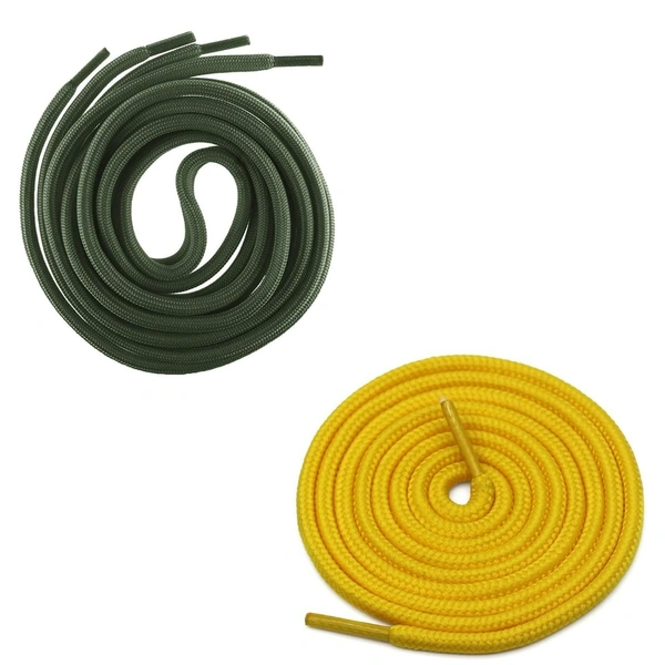 GRAH SANGRAH® 2 Pair (1 Pair Per Single Color) Unisex Shoes Laces For Sport, Running Casual Gym Shoelaces - 120 CM, Army Green - Yellow