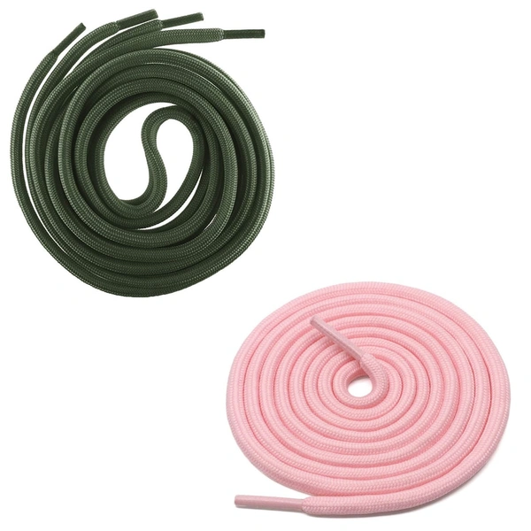 GRAH SANGRAH® 2 Pair (1 Pair Per Single Color) Unisex Shoes Laces For Sport, Running Casual Gym Shoelaces - 120 CM, Army Green-Pink