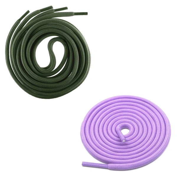 GRAH SANGRAH® 2 Pair (1 Pair Per Single Color) Unisex Shoes Laces For Sport, Running Casual Gym Shoelaces - 120 CM, Army Green-Purple