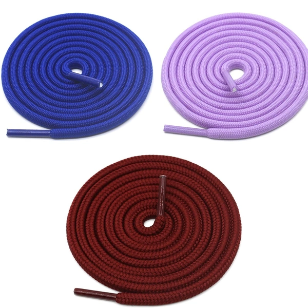 GRAH SANGRAH® 3 Pair (1 Pair Per Single Color) Unisex Shoes Laces For Sport, Running Casual Gym Shoelaces - 120 CM, Blue-Maroon-Purple