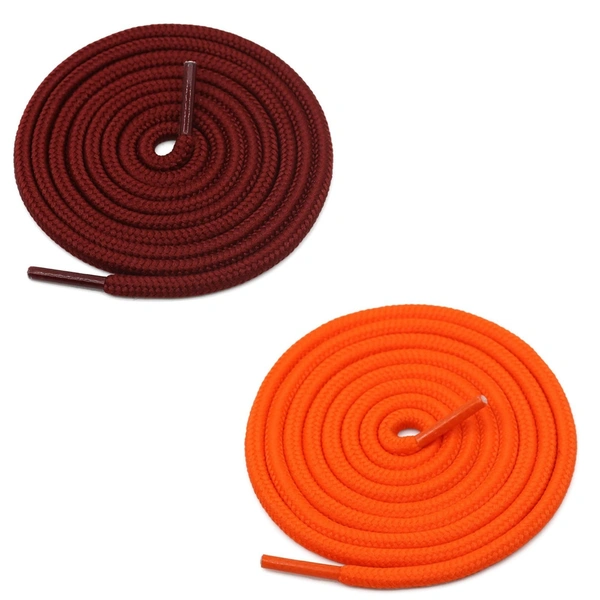 GRAH SANGRAH® 2 Pair (1 Pair Per Single Color) Unisex Shoes Laces For Sport, Running Casual Gym Shoelaces - 120 CM, Maroon-Orange
