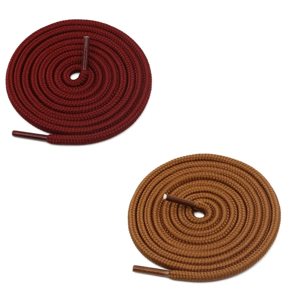 GRAH SANGRAH® 2 Pair (1 Pair Per Single Color) Unisex Shoes Laces For Sport, Running Casual Gym Shoelaces - 120 CM, Maroon-Tan