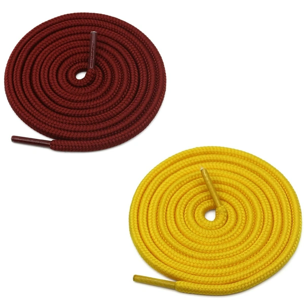 GRAH SANGRAH® 2 Pair (1 Pair Per Single Color) Unisex Shoes Laces For Sport, Running Casual Gym Shoelaces - 120 CM, Maroon - Yellow