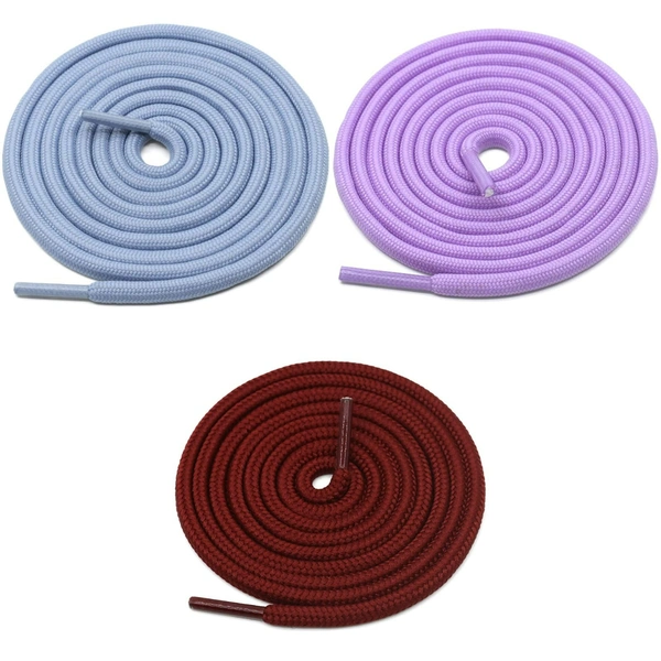 GRAH SANGRAH® 3 Pair (1 Pair Per Single Color) Unisex Shoes Laces For Sport, Running Casual Gym Shoelaces - 120 CM, Maroon_ Sky_ Purple