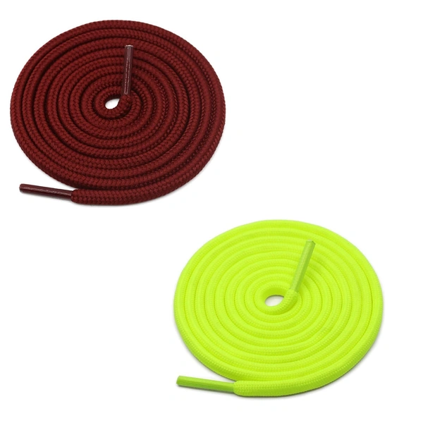 GRAH SANGRAH® 2 Pair (1 Pair Per Single Color) Unisex Shoes Laces For Sport, Running Casual Gym Shoelaces - 120 CM, Maroon-Fluorescent