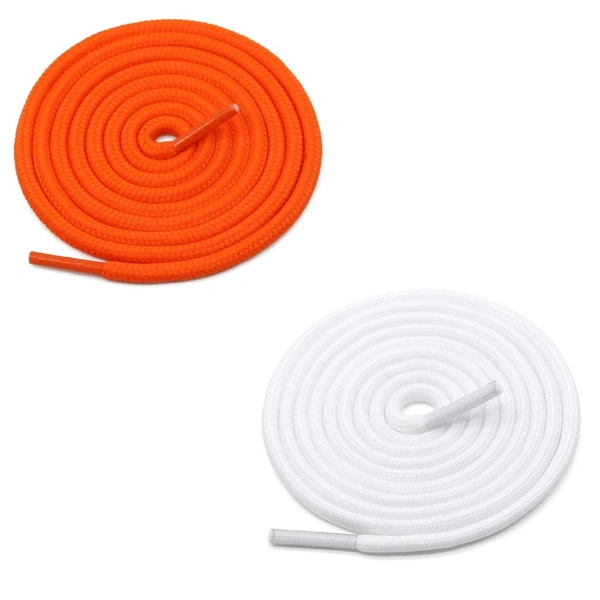 GRAH SANGRAH® 2 Pair (1 Pair Per Single Color) Unisex Shoes Laces For Sport, Running Casual Gym Shoelaces - 120 CM, Orange _ White