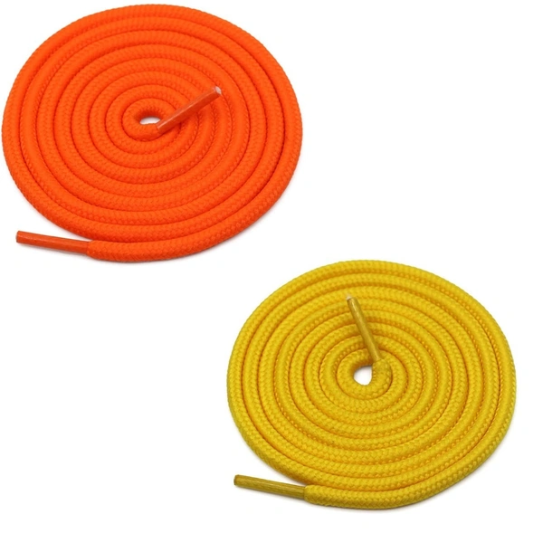 GRAH SANGRAH® 2 Pair (1 Pair Per Single Color) Unisex Shoes Laces For Sport, Running Casual Gym Shoelaces - 120 CM, Orange-Yellow