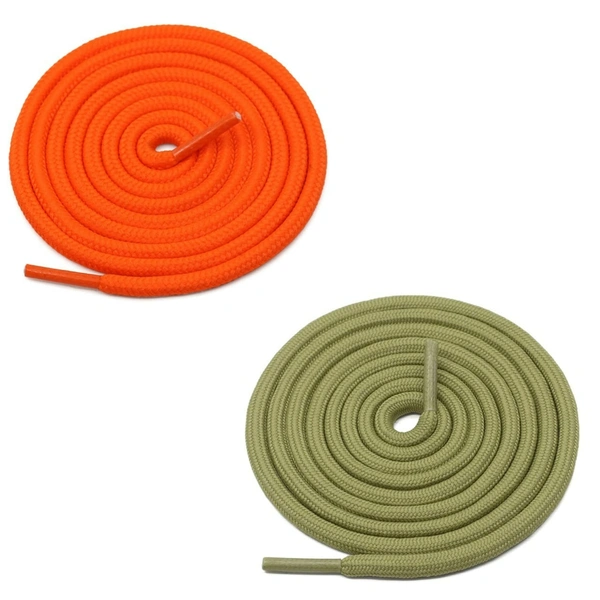 GRAH SANGRAH® 2 Pair (1 Pair Per Single Color) Unisex Shoes Laces For Sport, Running Casual Gym Shoelaces - 120 CM, Orange - Olive