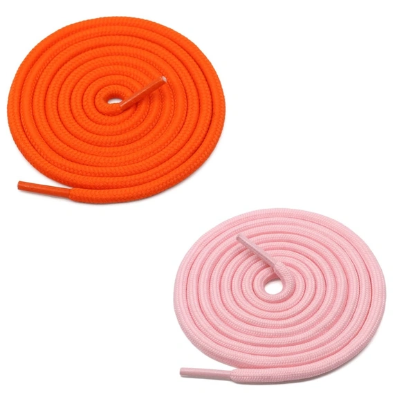 GRAH SANGRAH® 2 Pair (1 Pair Per Single Color) Unisex Shoes Laces For Sport, Running Casual Gym Shoelaces - 120 CM, Orange-Pink