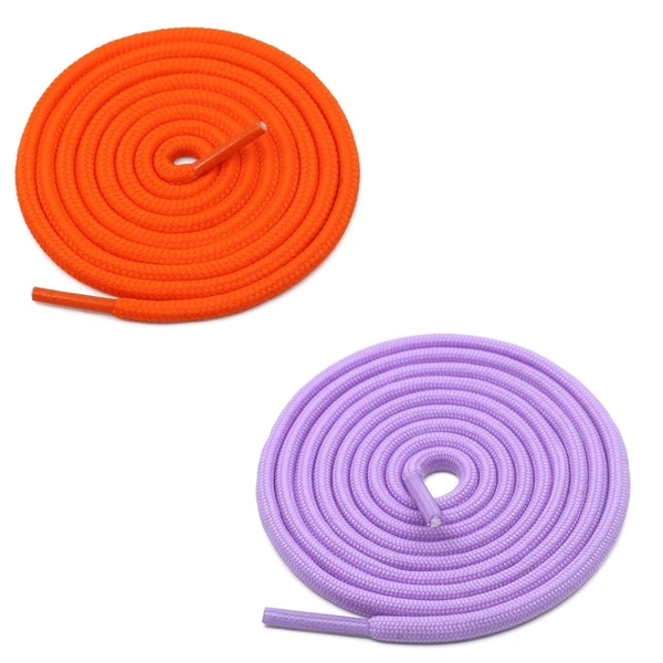 GRAH SANGRAH® 2 Pair (1 Pair Per Single Color) Unisex Shoes Laces For Sport, Running Casual Gym Shoelaces - 120 CM, Orange-Purple
