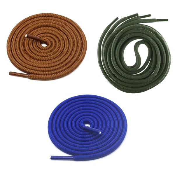 GRAH SANGRAH® 3 Pair (1 Pair Per Single Color) Unisex Shoes Laces For Sport, Running Casual Gym Shoelaces - 120 CM, Tan-Army Green-Blue