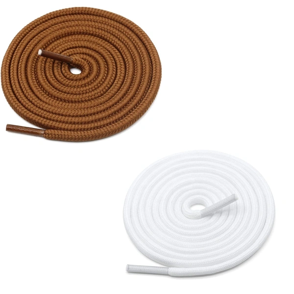 GRAH SANGRAH® 2 Pair (1 Pair Per Single Color) Unisex Shoes Laces For Sport, Running Casual Gym Shoelaces - 120 CM, Tan-White