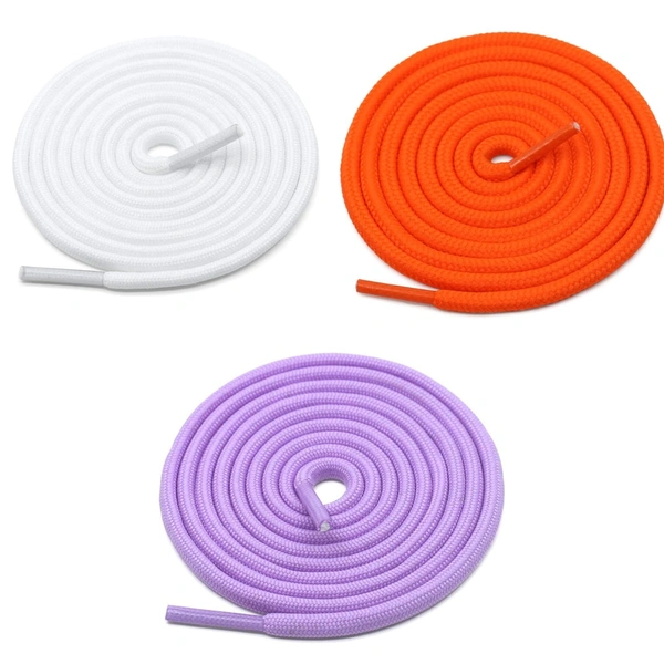 GRAH SANGRAH® 3 Pair (1 Pair Per Single Color) Unisex Shoes Laces For Sport, Running Casual Gym Shoelaces - 120 CM, White-Orange-Purple