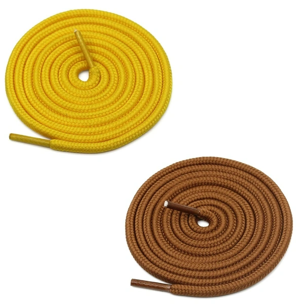 GRAH SANGRAH® 2 Pair (1 Pair Per Single Color) Unisex Shoes Laces For Sport, Running Casual Gym Shoelaces - 120 CM, Yellow _ Camel