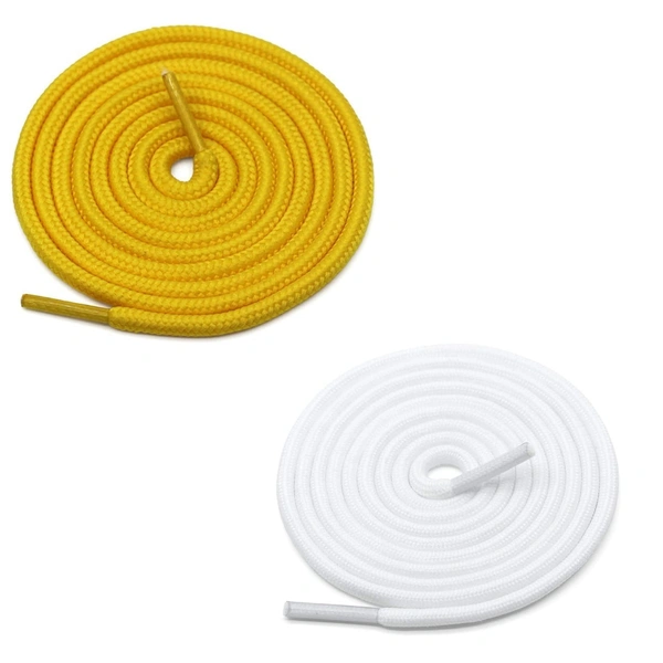 GRAH SANGRAH® 2 Pair (1 Pair Per Single Color) Unisex Shoes Laces For Sport, Running Casual Gym Shoelaces - 120 CM, Yellow-White