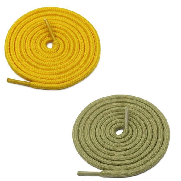 GRAH SANGRAH® 2 Pair (1 Pair Per Single Color) Unisex Shoes Laces For Sport, Running Casual Gym Shoelaces - 120 CM, Yellow-Olive