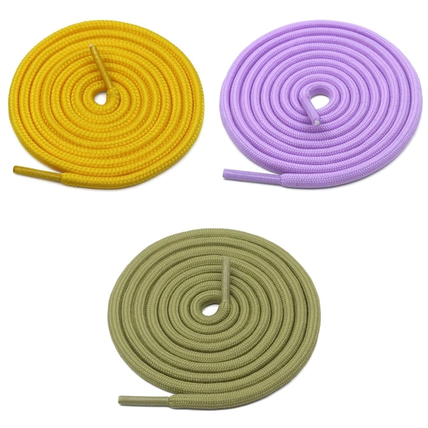 GRAH SANGRAH® 3 Pair (1 Pair Per Single Color) Unisex Shoes Laces For Sport, Running Casual Gym Shoelaces - 120 CM, Yellow-Olive-Purple
