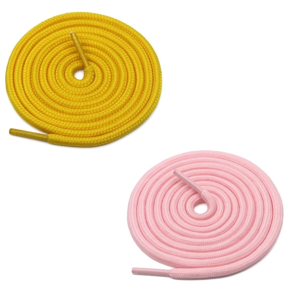 GRAH SANGRAH® 2 Pair (1 Pair Per Single Color) Unisex Shoes Laces For Sport, Running Casual Gym Shoelaces - 120 CM, Yellow-Pink