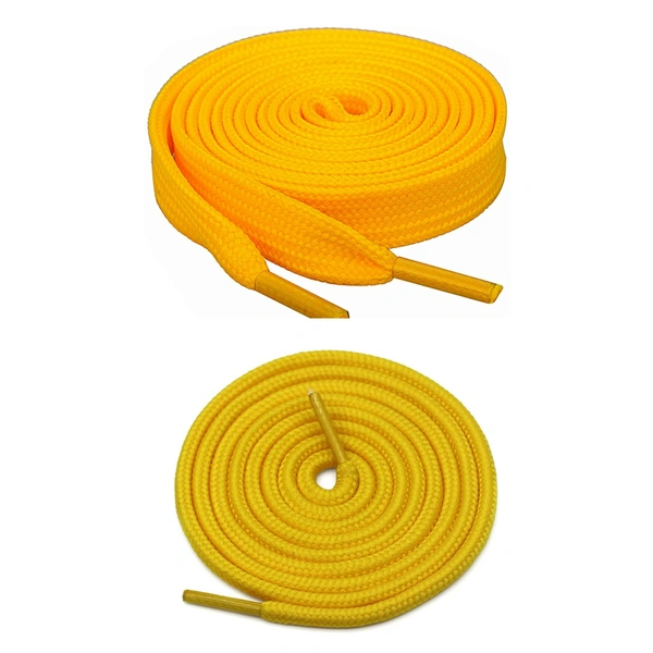 GRAH SANGRAH®  1 Pair FLAT | 1 Pair Round |  Unisex Shoe Lace for Running, Sport or Gym Shoelace - 120 CM, Yellow