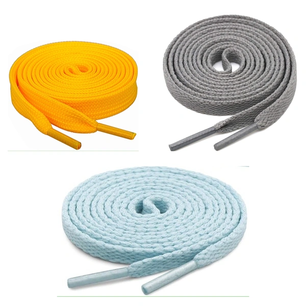 GRAH SANGRAH® 3 Pair (1 Pair Per Single Color) Flat Shoe Lace For Running, Sport Or Gym Shoelace - 120 CM, Yellow-Grey- Moonlight