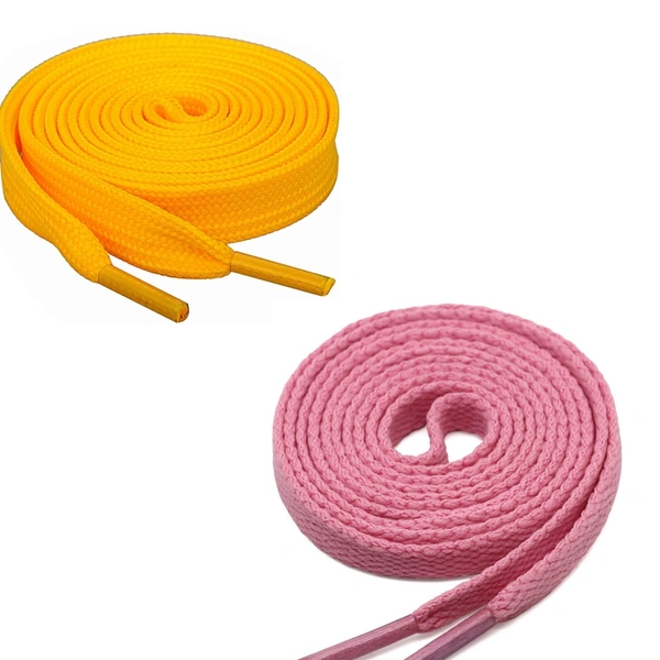 GRAH SANGRAH® (2 Pair) Flat Shoe Lace For Running, Sport Or Gym Shoelace - 120 CM, Yellow-Pink