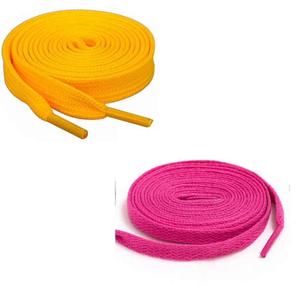 GRAH SANGRAH® (2 Pair) Flat Shoe Lace For Running, Sport Or Gym Shoelace - 120 CM, Yellow-Hot Pink