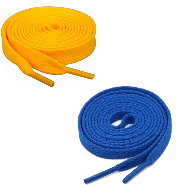 GRAH SANGRAH® (2 Pair) Flat Shoe Lace For Running, Sport Or Gym Shoelace - 150 CM, Yellow_Blue