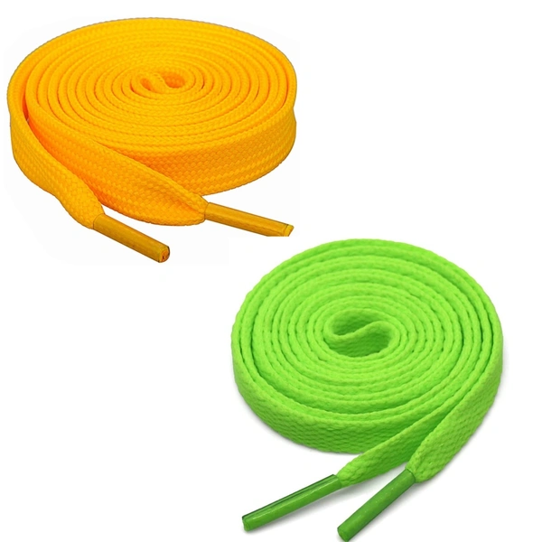 GRAH SANGRAH® (2 Pair) Flat Shoe Lace For Running, Sport Or Gym Shoelace - 150 CM, Yellow-Fluorescent