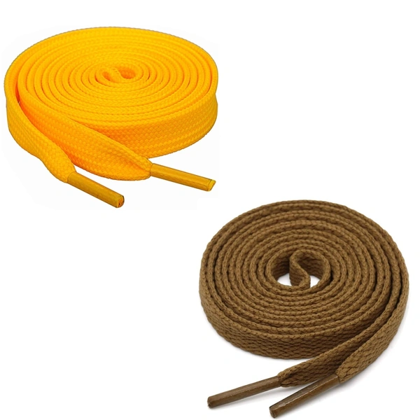GRAH SANGRAH® (2 Pair) Flat Shoe Lace For Running, Sport Or Gym Shoelace - 120 CM, Yellow-Light Brown