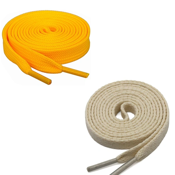 GRAH SANGRAH® (2 Pair) Flat Shoe Lace For Running, Sport Or Gym Shoelace - 150 CM, Yellow-Beige