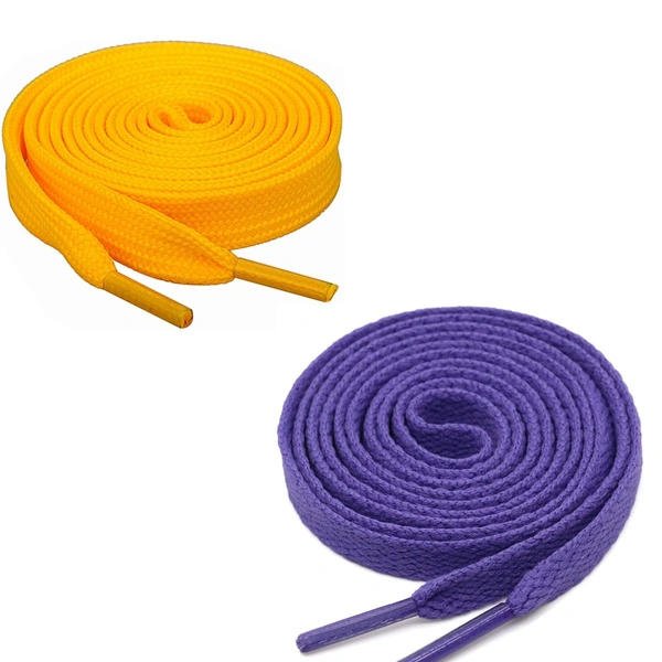 GRAH SANGRAH® (2 Pair) Flat Shoe Lace For Running, Sport Or Gym Shoelace - 120 CM, Yellow-Purple