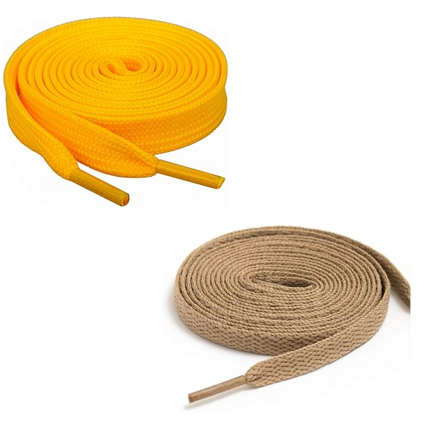 GRAH SANGRAH® (2 Pair) Flat Shoe Lace For Running, Sport Or Gym Shoelace - 150 CM, Yellow_ Cream
