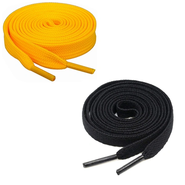 GRAH SANGRAH® (2 Pair) Flat Shoe Lace For Running, Sport Or Gym Shoelace - 120 CM, Yellow_ Black