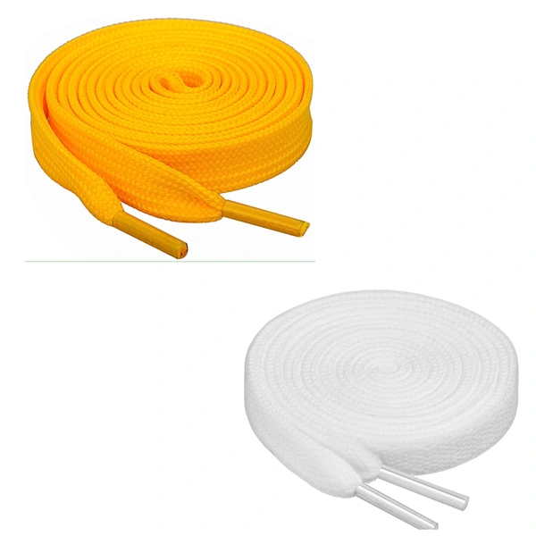GRAH SANGRAH® (2 Pair) Flat Shoe Lace For Running, Sport Or Gym Shoelace - 150 CM, Yellow-White