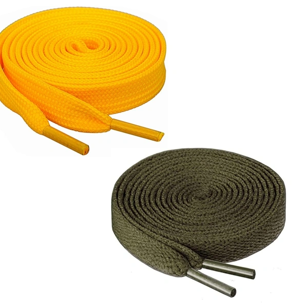GRAH SANGRAH® (2 Pair) Flat Shoe Lace For Running, Sport Or Gym Shoelace - 120 CM, Grey_ Army Green