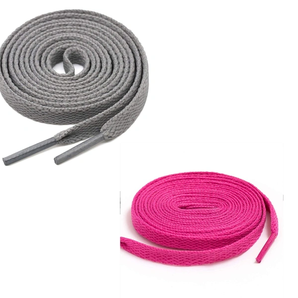 GRAH SANGRAH® (2 Pair) Flat Shoe Lace For Running, Sport Or Gym Shoelace - 150 CM, Grey Hot Pink