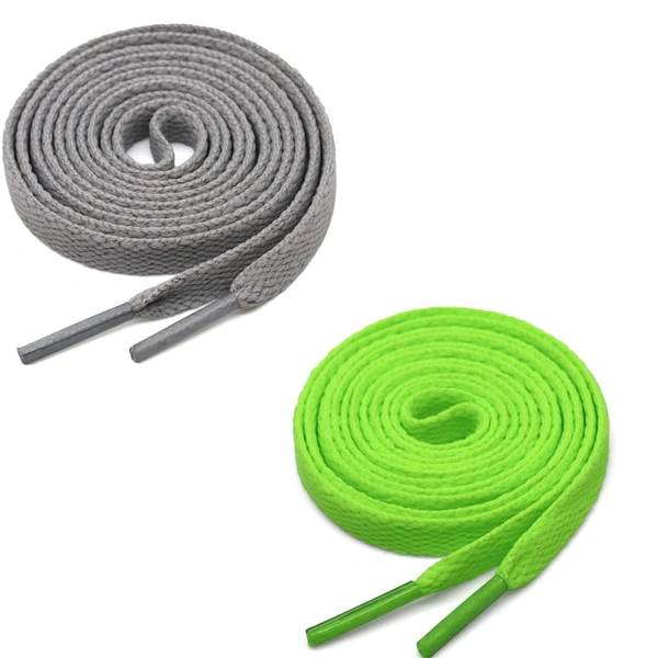 GRAH SANGRAH® (2 Pair) Flat Shoe Lace For Running, Sport Or Gym Shoelace - 120 CM, Grey _ Fluorescent