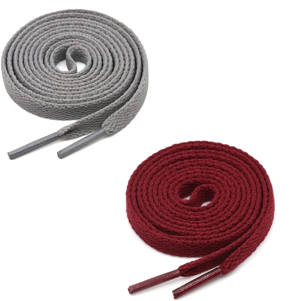 GRAH SANGRAH® (2 Pair) Flat Shoe Lace For Running, Sport Or Gym Shoelace - 120 CM, Grey-Maroon